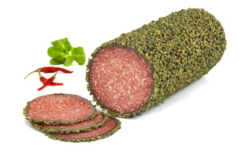 Salami z pieprzem na stole © Jolaya