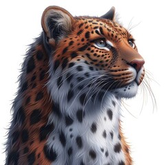 Obraz premium Striking leopard against a crisp white background showcasing its unique patterns and beauty