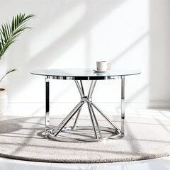 3D Table Model Mockup, Minimalist Furniture Rendering, White Background, Modern Interior Design, High-Quality Digital Render
