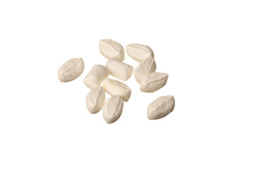 Famous traditional Turkish white Mevlana candy (in Turkish: Mevlana Şekeri ) isolated on a white background. The local confectionery product in Konya, Turkiye. 