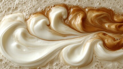 Creamy coffee swirls, close-up texture, frothy background, food photography