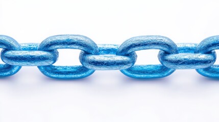 Obraz premium High-Quality Image of a Vibrant Blue Metal Chain Link Isolated on a Clean Background for Industrial and Design Applications