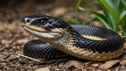 Naklejka premium Close-up view of a king cobra