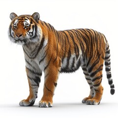 Fototapeta premium Stunning isolated tiger image prominently displayed on a clean white background for visual clarity