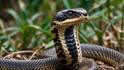 Fototapeta premium Close-up view of a king cobra