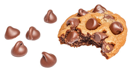 Cookies and chocolate on white background