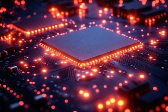 Processor's Glowing Circuits: Tech's Inner Workings