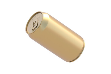 Golden soda can isolated on white background. 3d render