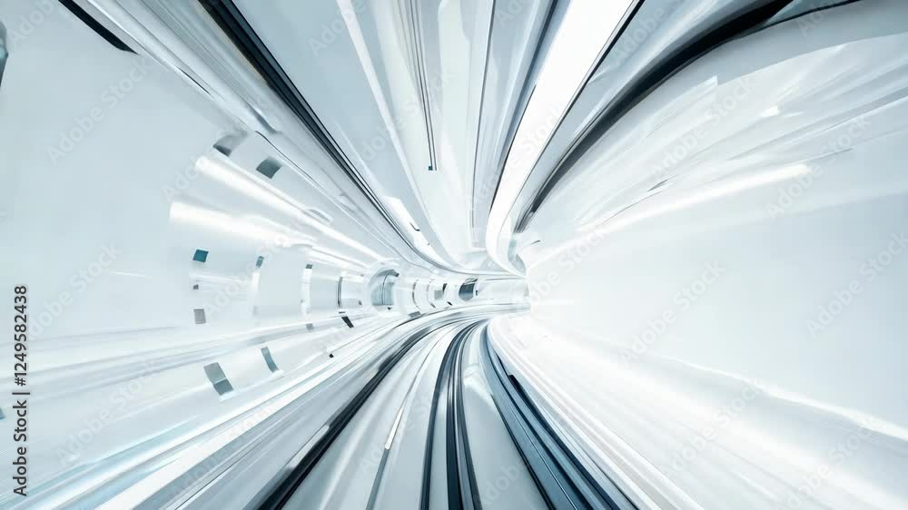 Poster a captivating journey through a sleek, futuristic tunnel with twisting lines that evoke a sense of s
