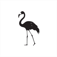 Obraz premium Elegant Flamingo Silhouette - Full Body Vector Illustration