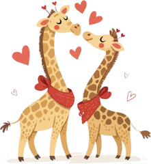 Obraz premium Giraffes Couple valentine’s day