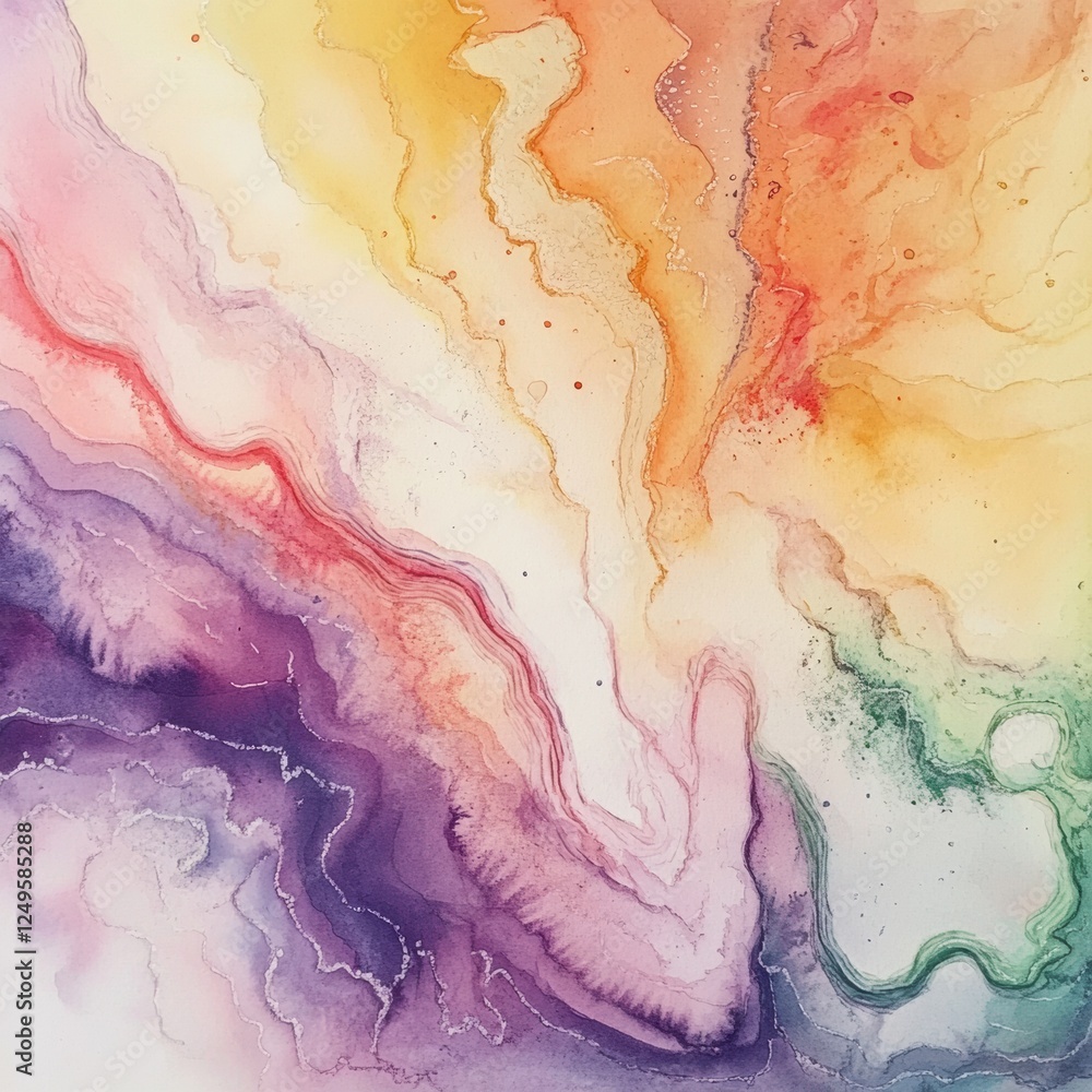 Poster colorful abstract art with flowing shapes and gradients in various hues. generative ai