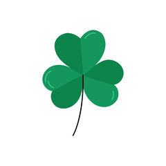 Shamrock vector isolated. St Patricks Day symbol. Three leaf clover. Flat illustration. Irish Patricks Day March 17 design element