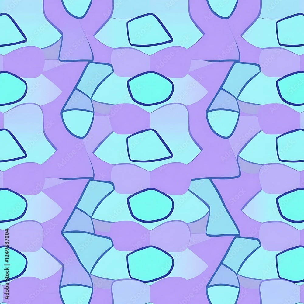 Poster abstract purple and teal pattern: a seamless repeating pattern featuring abstract shapes in shades o