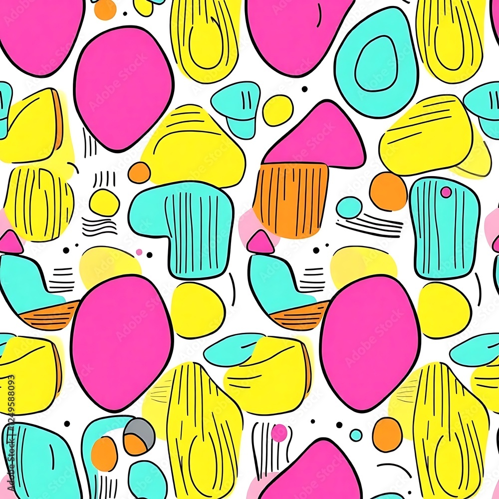 Poster vibrant abstract seamless pattern: a playful and energetic seamless pattern featuring a dynamic mix 