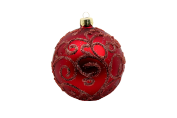 Festive red Christmas ball ornament isolated on transparent background