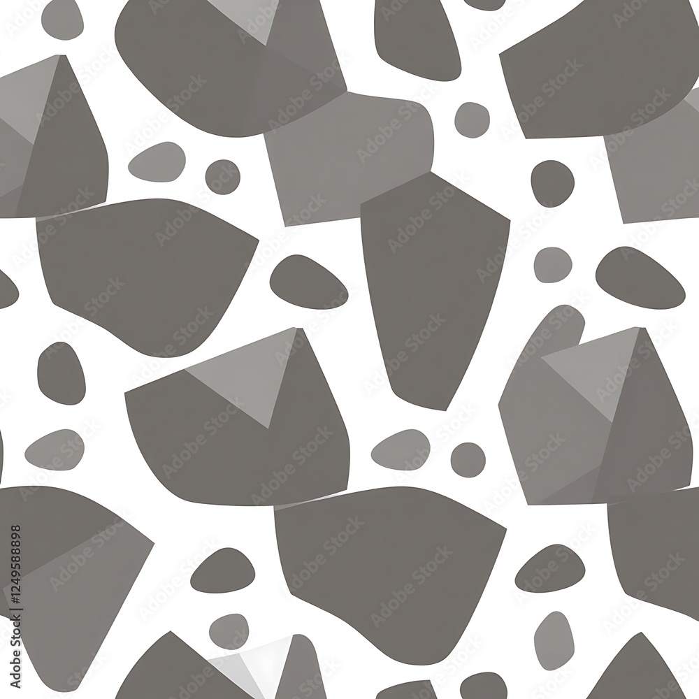Poster abstract stone seamless pattern: a contemporary, grayscale seamless pattern featuring abstract shape