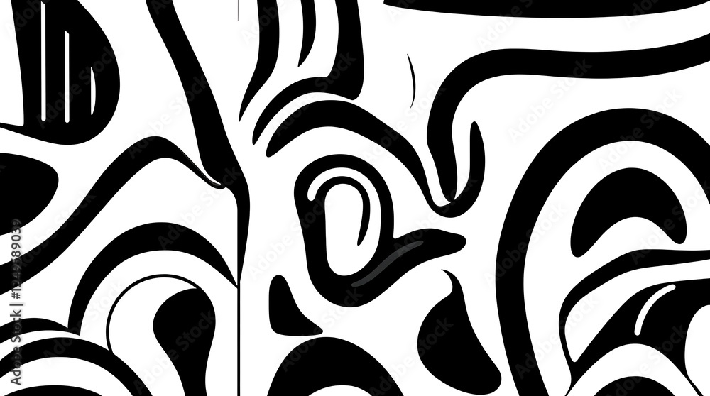 Poster abstract monochrome swirl: a mesmerizing interplay of black and white, creating a dynamic and fluid 