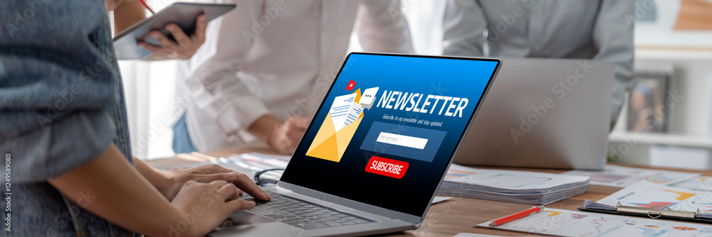 Leinwandbilder newsletter signup page on computer for customer to subscribe brisk newsletter update information to subscriber