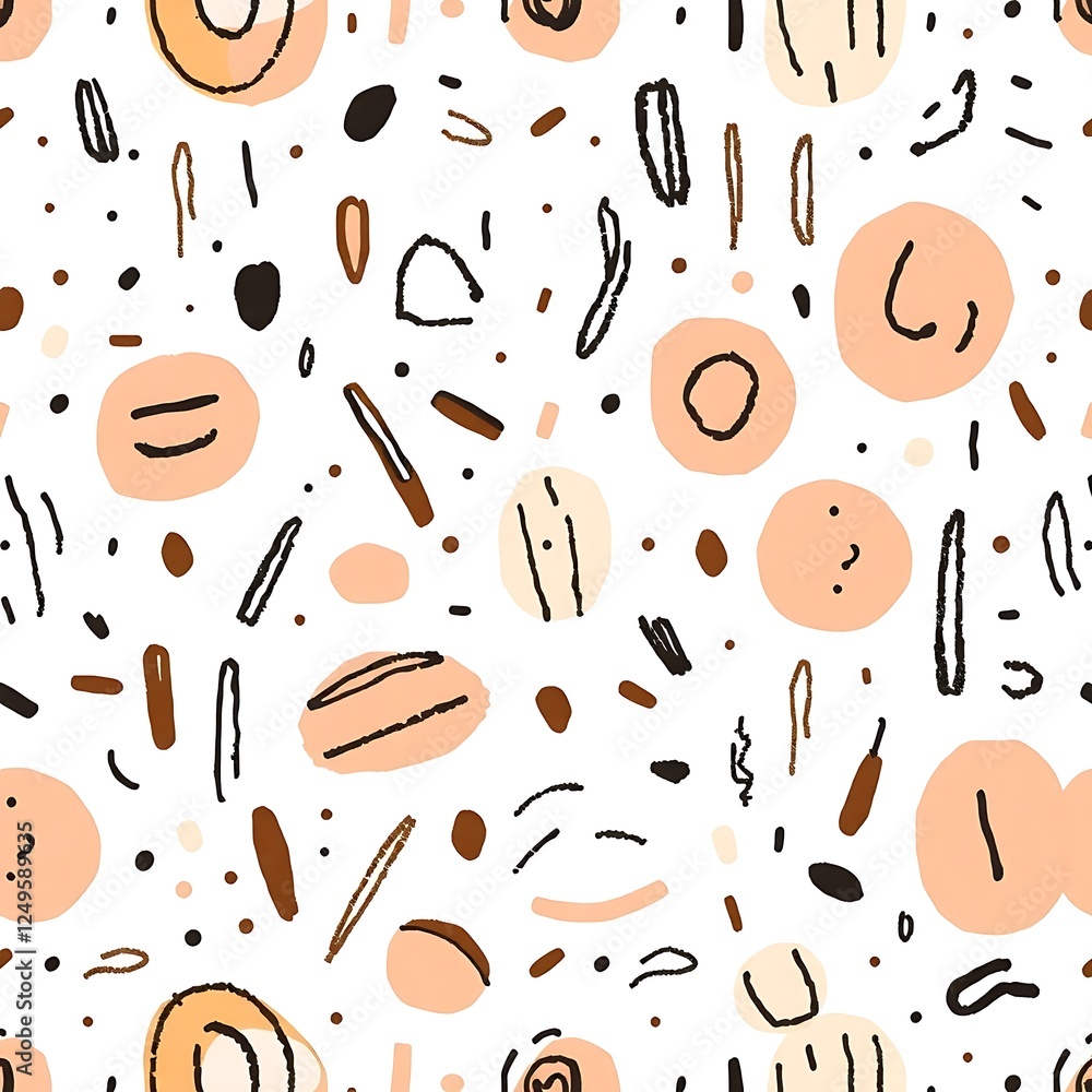Poster abstract hand-drawn pattern: a whimsical and vibrant pattern featuring an eclectic mix of hand-drawn
