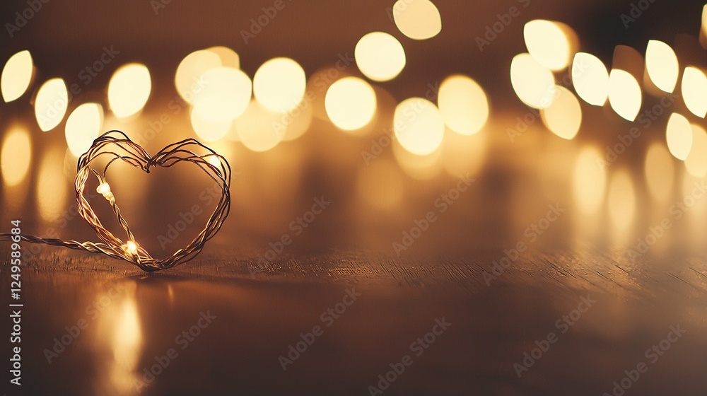 Aufkleber close-up photo of string lights on a table with heart-shaped object in center