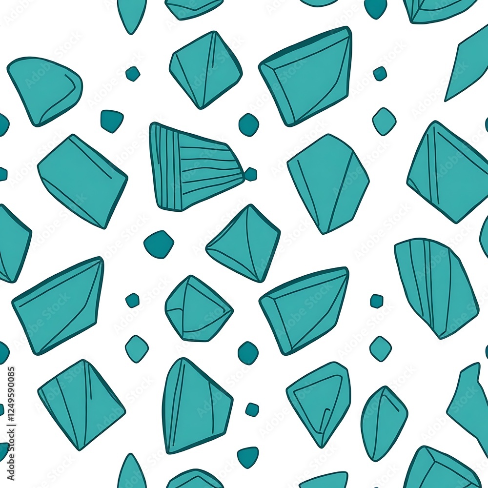 Poster teal gemstone pattern: a captivating seamless pattern featuring an array of teal gemstones in variou