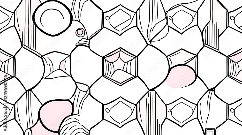Poster abstract hexagon pattern: a stylish, abstract design featuring a repeating hexagon pattern, interspe