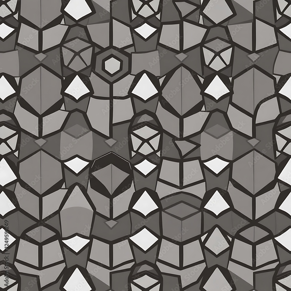 Aufkleber abstract geometric pattern: an intricate, seamless pattern of geometric shapes in shades of gray and