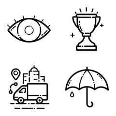 Essential Flat Icon Set Isolated On White Background