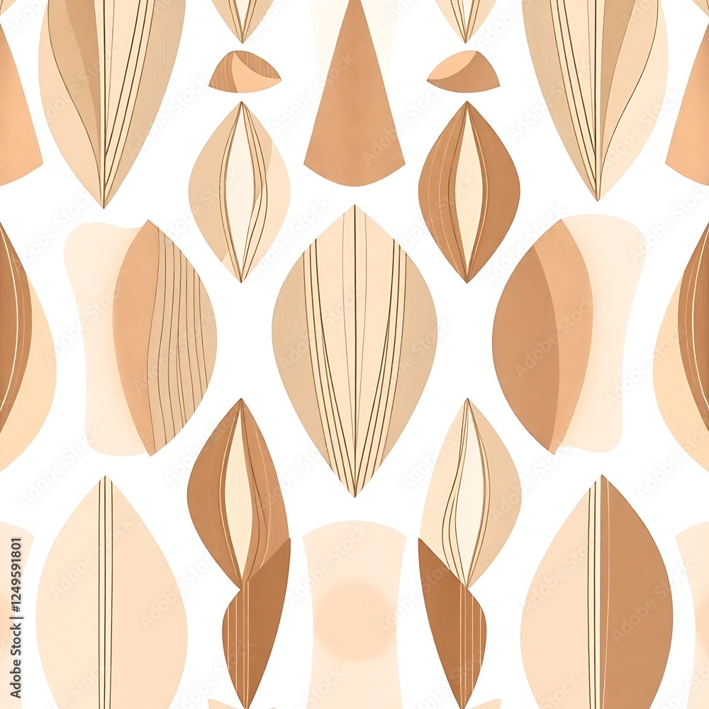 Poster abstract wooden shapes: a minimalist and modern pattern featuring a repeating array of abstract wood