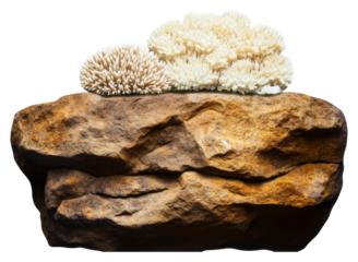 Coral and rock formation on clear bg