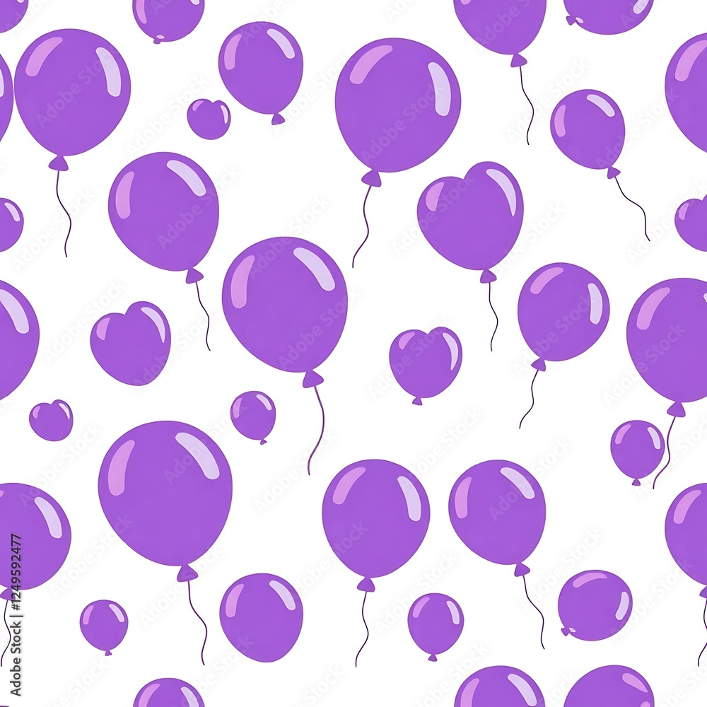 Poster purple balloon pattern: a delightful pattern featuring an array of purple balloons, including a few 