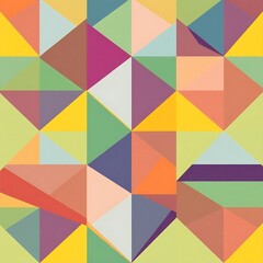 Geometric Abstract: Vibrant multicolored triangles create a dynamic and captivating geometric abstract pattern, perfect for adding a modern and artistic touch to any project. 