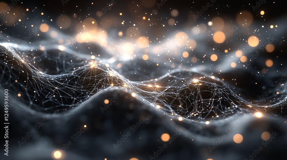 Aufkleber a mesmerizing abstract scene featuring flowing waves of light and energy, complemented by glowing pa