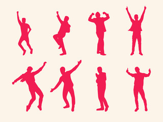 happy man silhouette vector red color