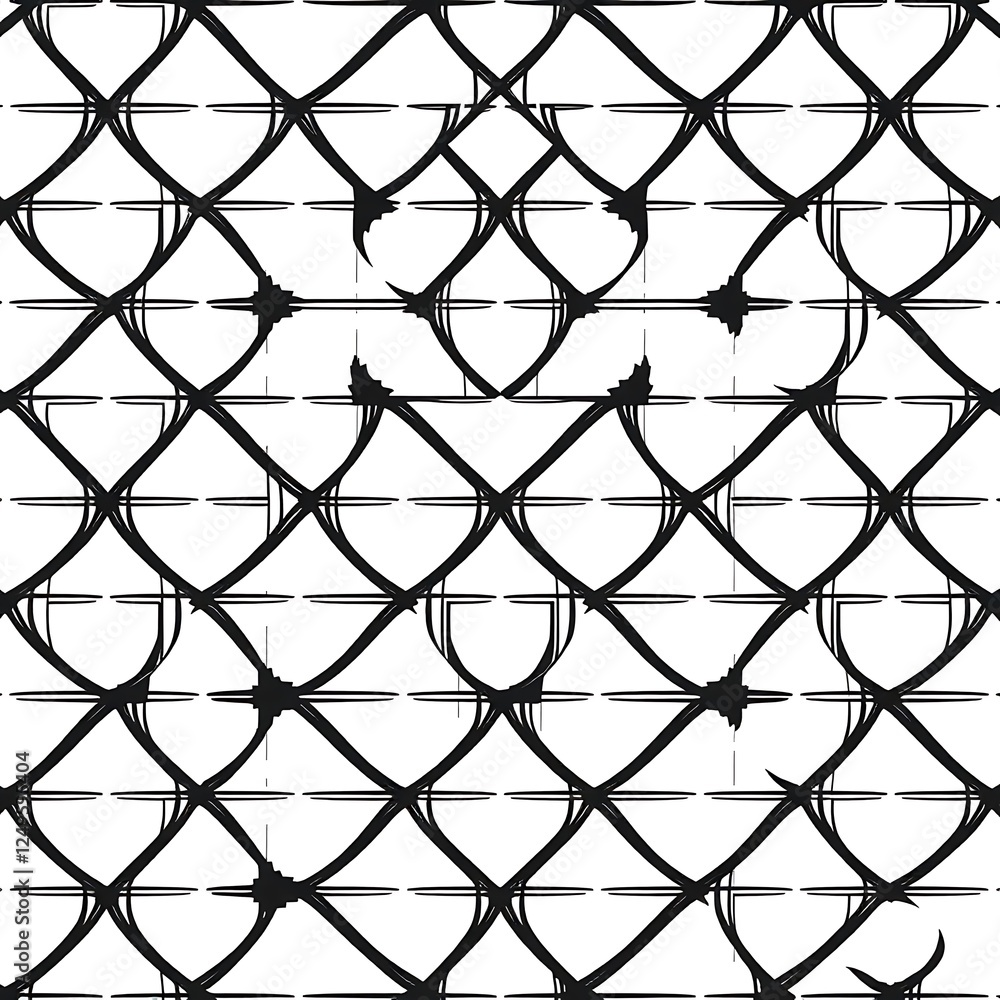 Aufkleber wire mesh pattern: a seamless pattern of abstract wire mesh, with thick black lines intersecting in 