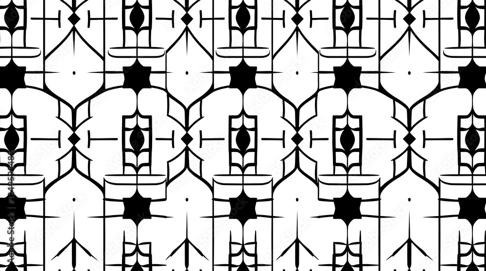 Aufkleber geometric black and white pattern: a mesmerizing black and white pattern composed of intricate geome