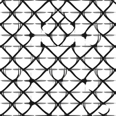 Fototapeta premium Wire Mesh Pattern: A seamless pattern of abstract wire mesh, with thick black lines intersecting in a grid pattern, forming a captivating geometric design.