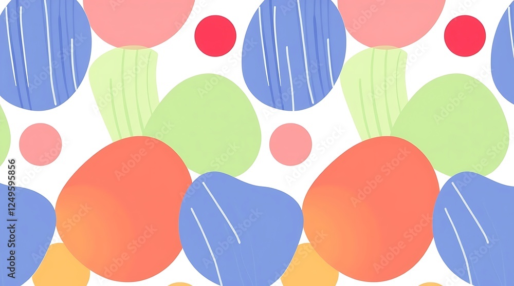 Poster abstract pastel shapes: a cheerful and playful seamless pattern featuring soft pastel-colored abstra