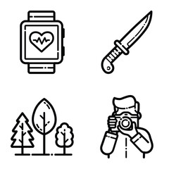 Essential Flat Icon Set Isolated On White Background