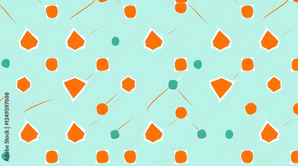 Poster abstract geometric pattern: a vibrant and playful seamless pattern featuring a mix of geometric shap