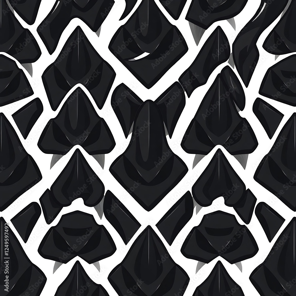 Poster abstract black scales pattern: a seamless pattern featuring abstract black scales arranged in a repe
