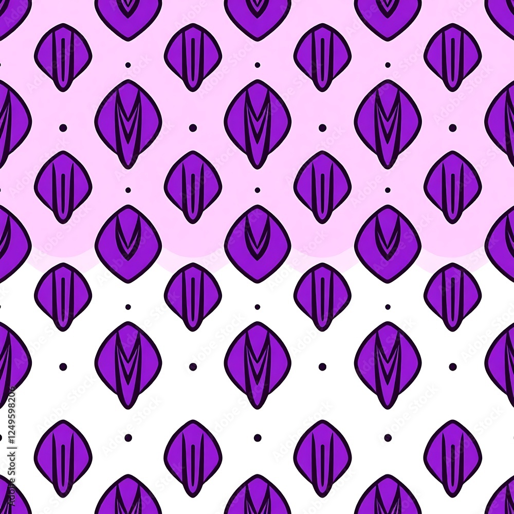 Poster purple and white geometric pattern: a seamless repeating pattern features a gradient of purple and w