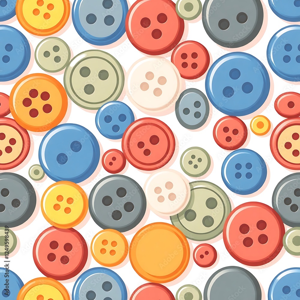 Poster colorful buttons seamless pattern: a cheerful, vibrant seamless pattern featuring an array of colorf