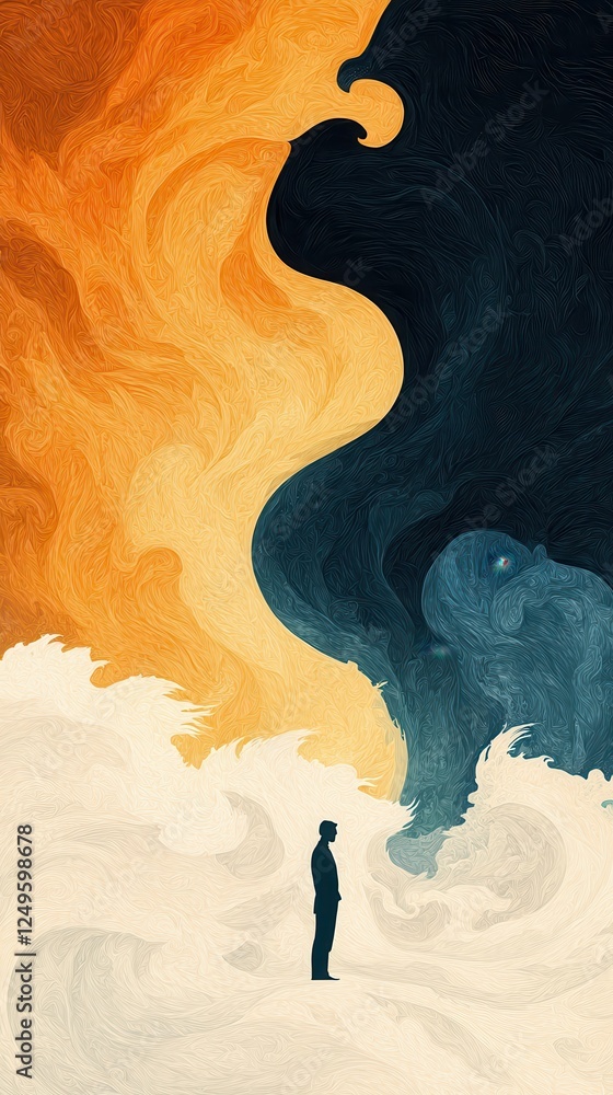 Aufkleber contemplating inner turmoil abstract art visual expression imaginative design reflective viewpoint