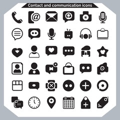 Contact Icon Set Outline Communication Symbols for Business