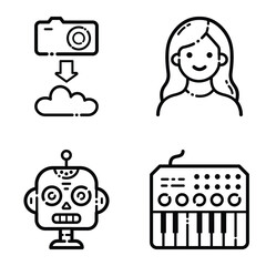 Essential Flat Icon Set Isolated On White Background