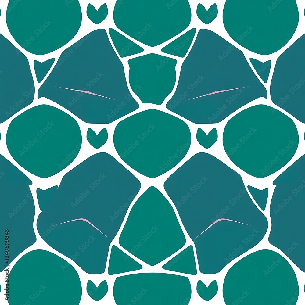 Poster teal and white geometric pattern: abstract and modern design featuring a seamless pattern of teal an