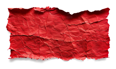 piece of red cardboard paper tear on a transparent background