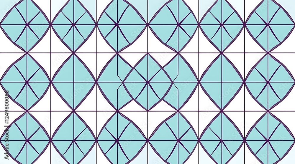 Poster geometric teal pattern: abstract seamless pattern featuring a captivating interplay of teal and whit